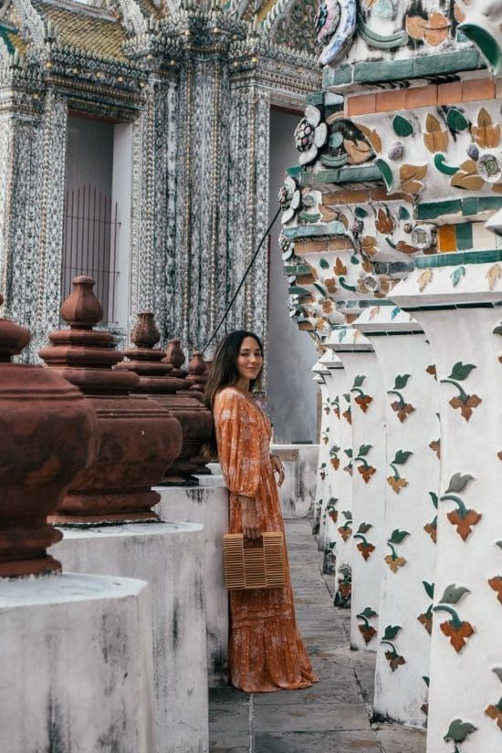 Orange Patterned Maxi Dress for Temple Sightseeing — Thailand Outfits