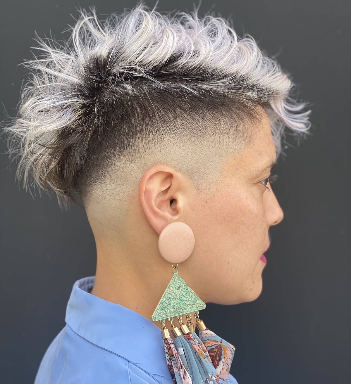 Black Pixie With Platinum Highlights — Undercut Pixie