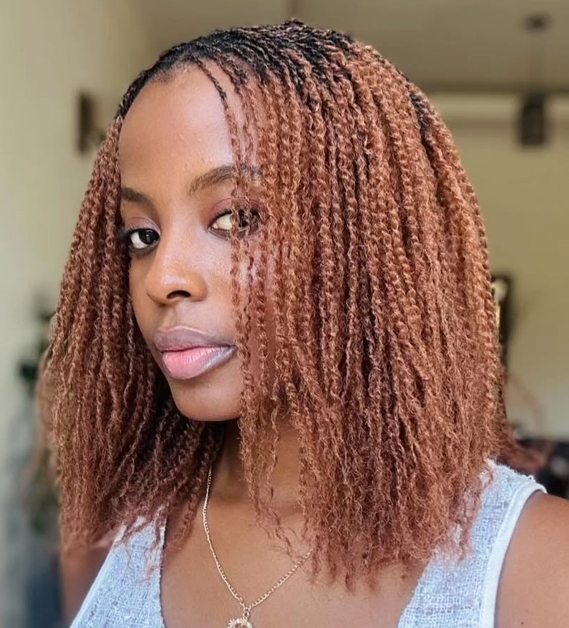 Collarbone Length Twists With Auburn Highlights — Marley Twists