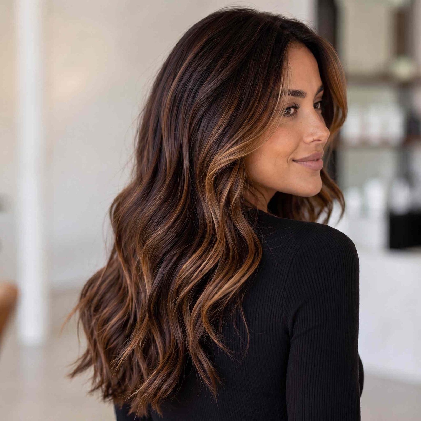 Caramel Highlights on Dark Brown Caramel Highlights on Dark Brown — Face Framing Highlights