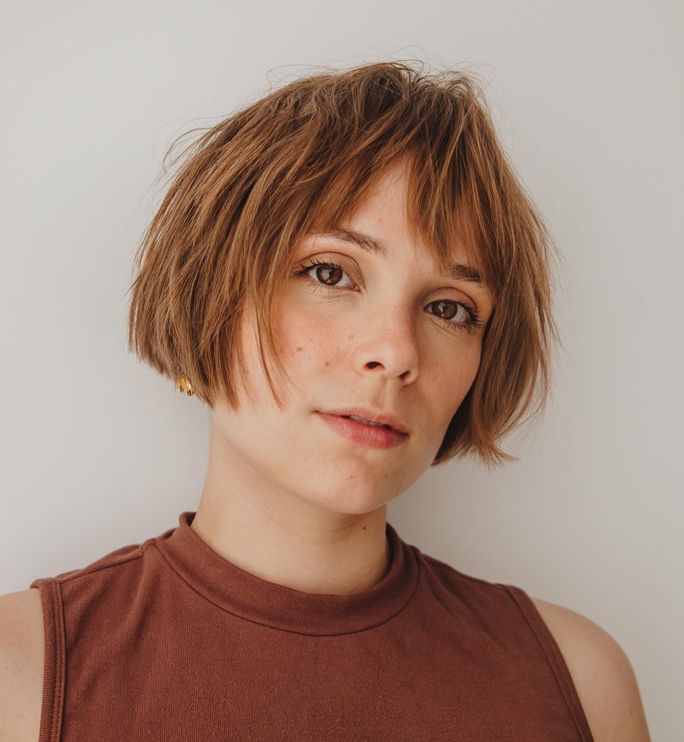 Ear Length Bob With Blunt Bangs — French Bob