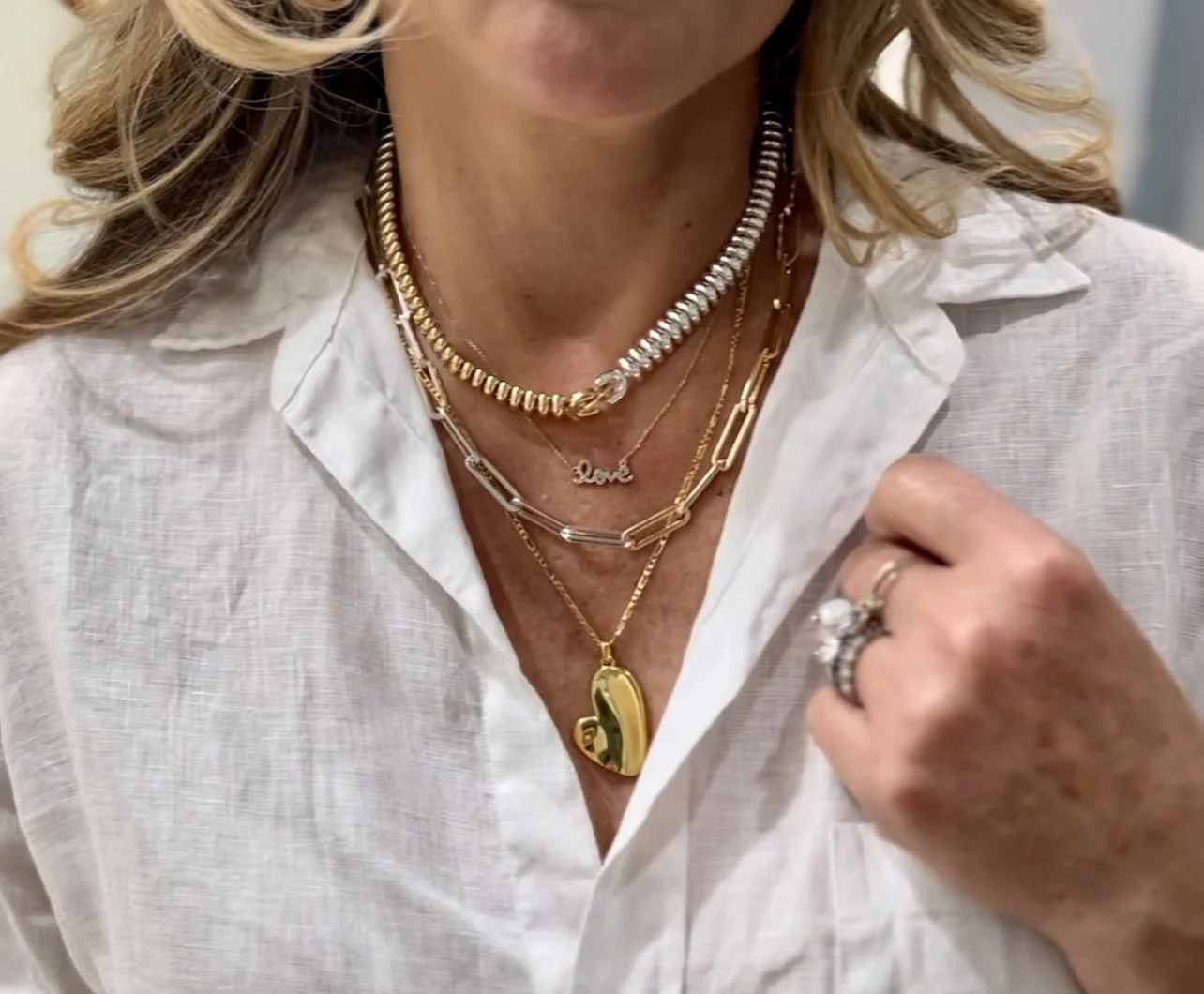 Linen Outfit Idea Linen Outfit Idea — Layered Necklaces