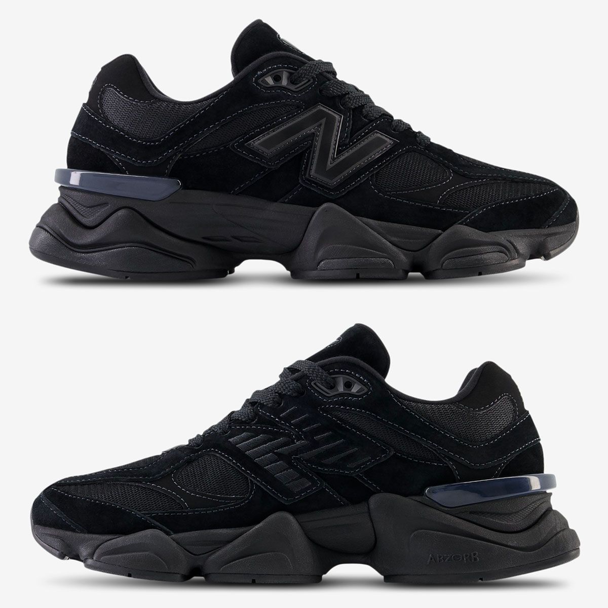 Triple Black 9060s: Textured Materials and Chunky Sole Triple Black 9060s: Textured Materials and Chunky Sole — New Balance 9060 Outfits