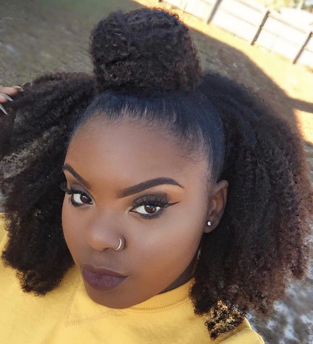 Voluminous Coil Top Knot Voluminous Coil Top Knot — Half Up Half Down for Black Hair