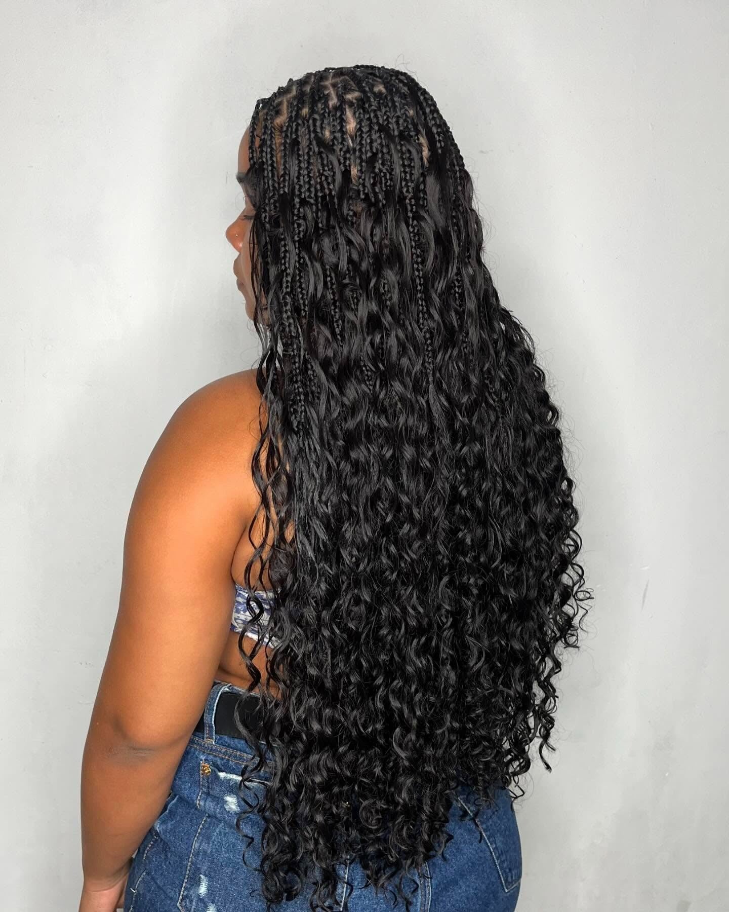 Braids Transitioning into Long Loose Twists — Boho Twists