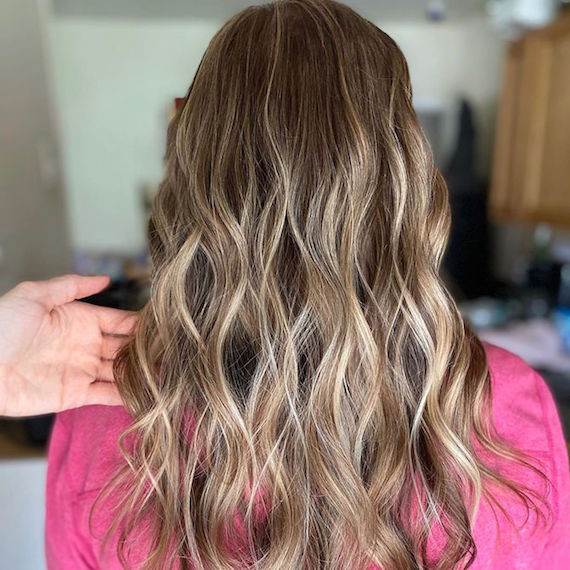 Warm Brown With Blonde Balayage Blend Warm Brown With Blonde Balayage Blend — Hair Color to Hide Gray