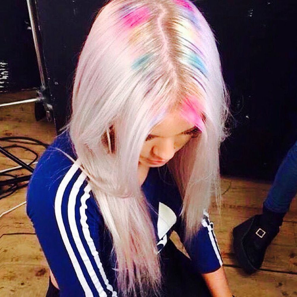 Platinum Blonde With Pastel Rainbow Highlights Platinum Blonde With Pastel Rainbow Highlights — Unicorn Hair