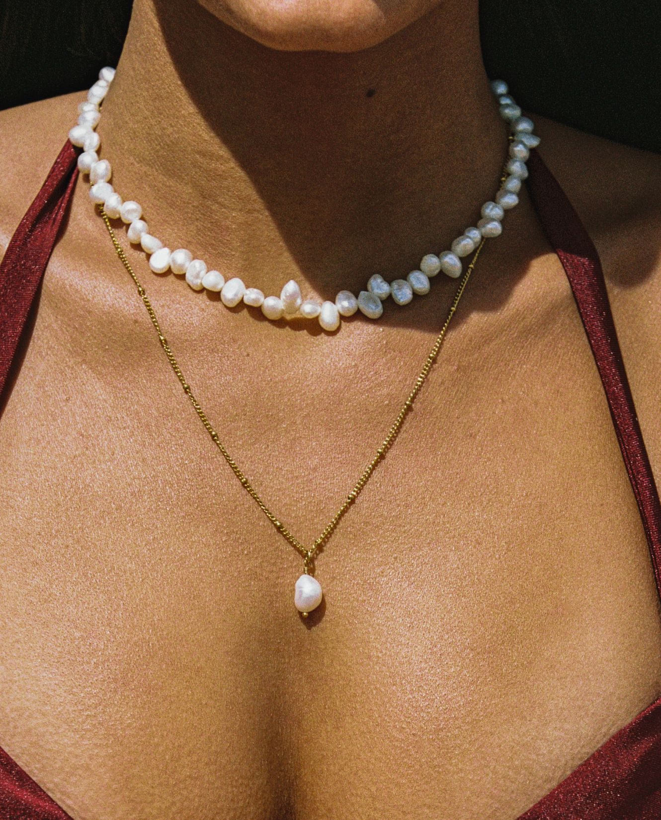 Pearl Necklace Gold Chain Necklace Outfit Idea — Pearl Jewelry