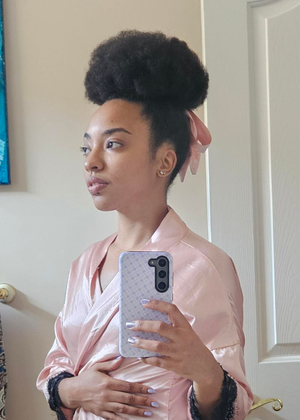 Afro Puff With A Fun Bow Afro Puff With A Fun Bow — Puff Hairstyles Natural Hair