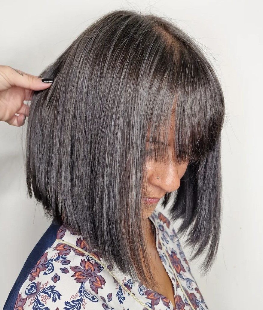 Collarbone Gray Bob With Blue Undertones
