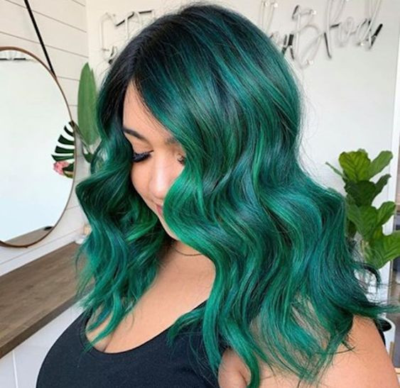 Curtain Bangs Visual Idea Curtain Bangs Visual Idea — Emerald Green Hair
