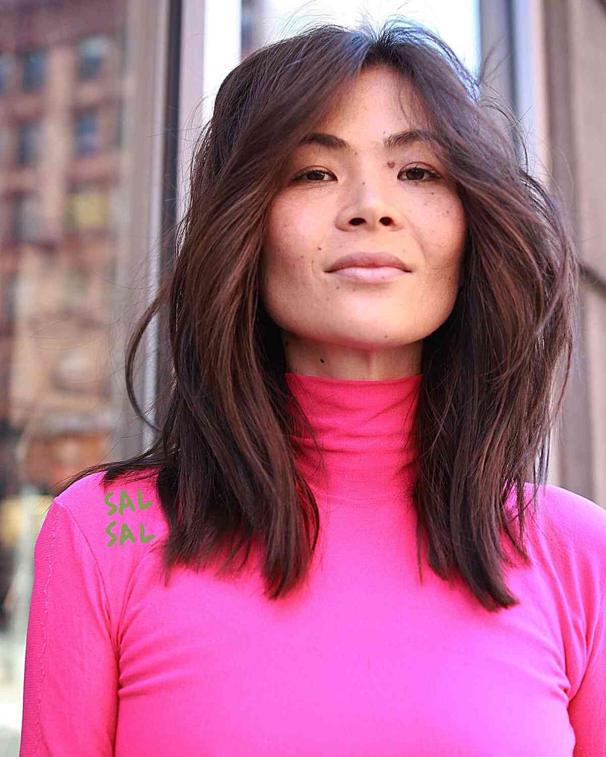 Shag-Inspired Lob With Face Framing — Hairstyles for Square Faces