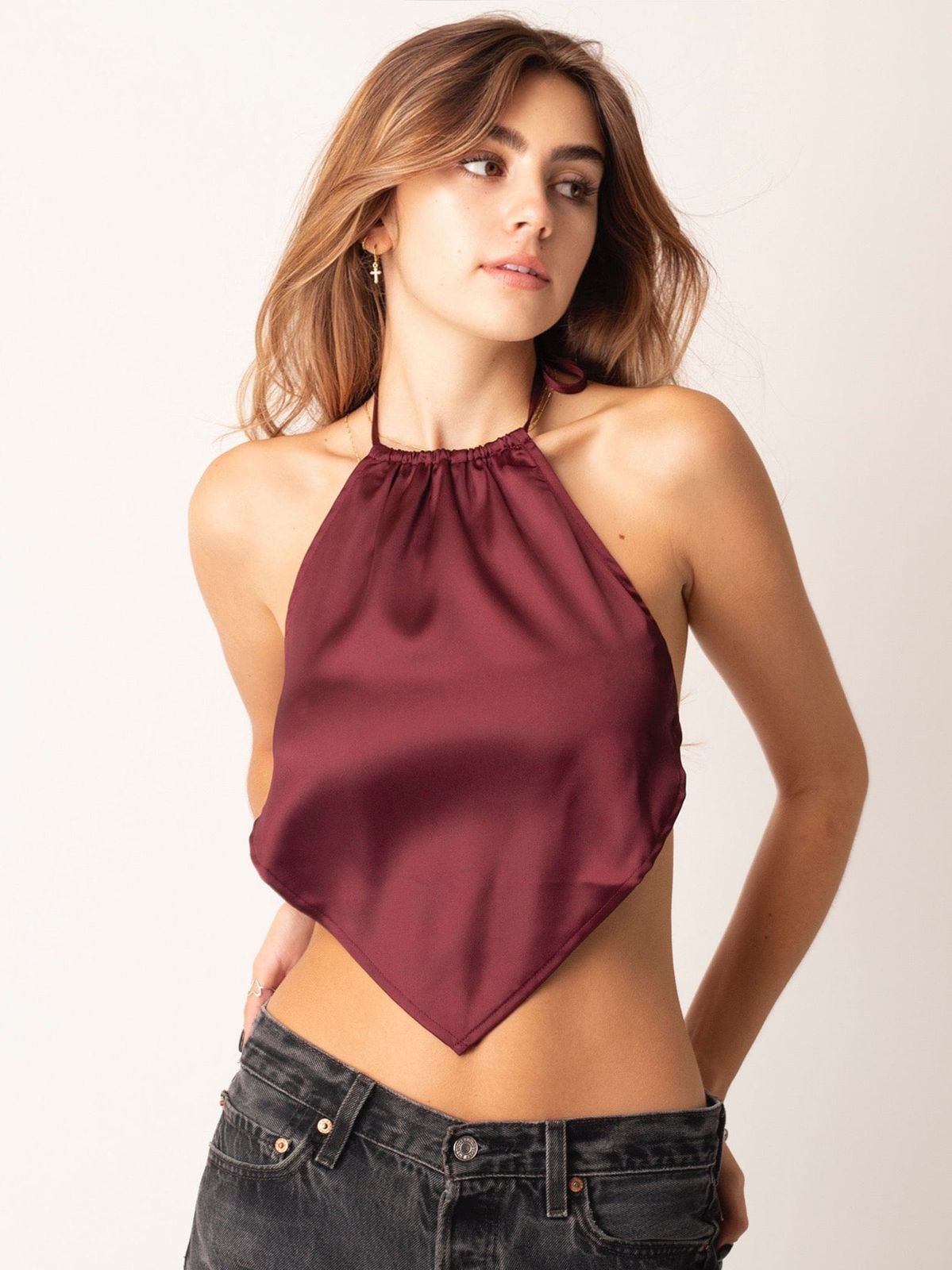 Bandana Halter Top with Deep V-Neck — Halter Tops