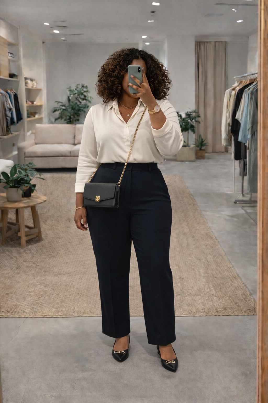 Sophisticated Ease: Silk Blouse and Navy Wide-Leg Trousers Sophisticated Ease: Silk Blouse and Navy Wide-Leg Trousers — Meet the Teacher Outfits