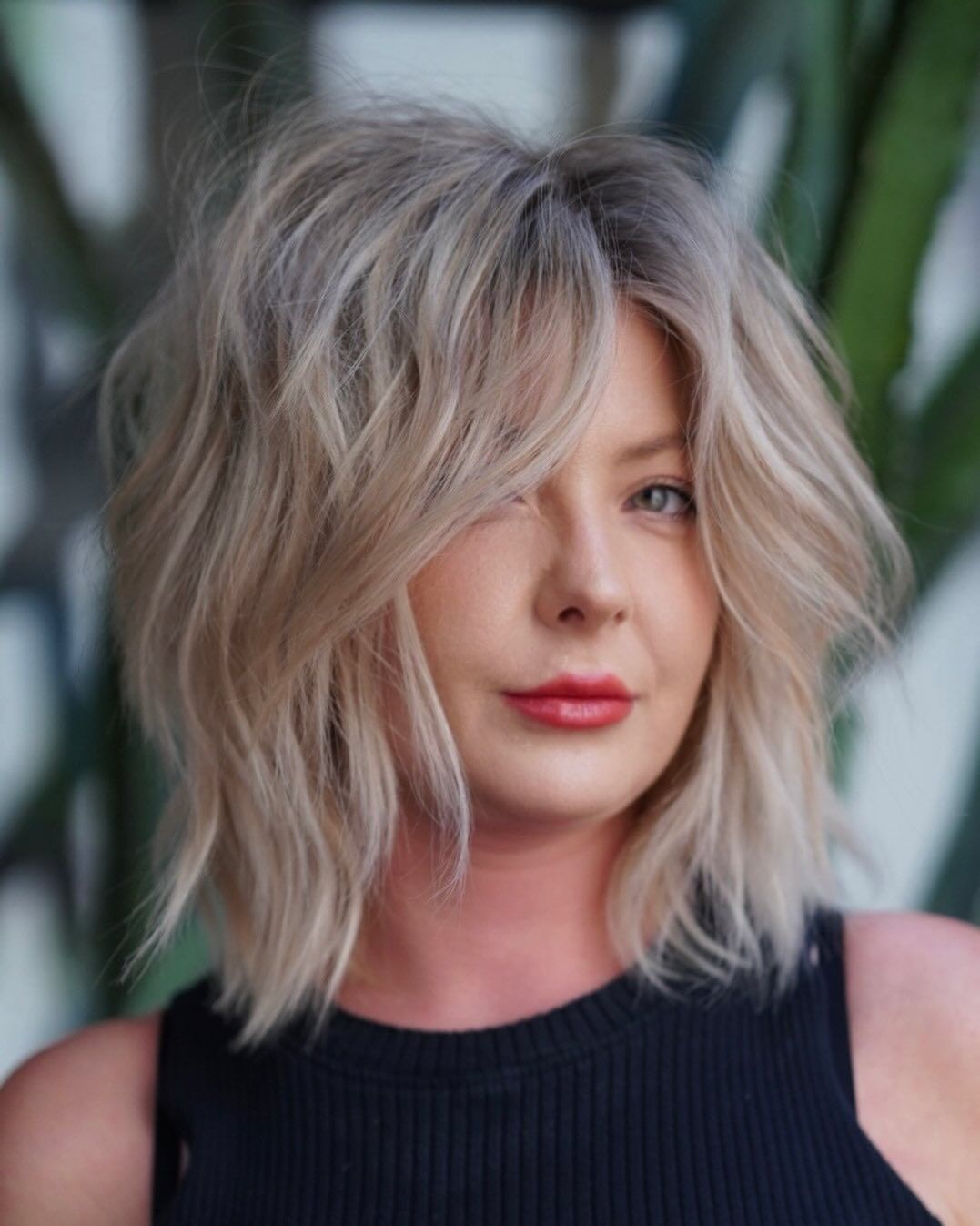 Ash Blonde Shag With Curtain Bangs Ash Blonde Shag With Curtain Bangs — Balayage Short Hair