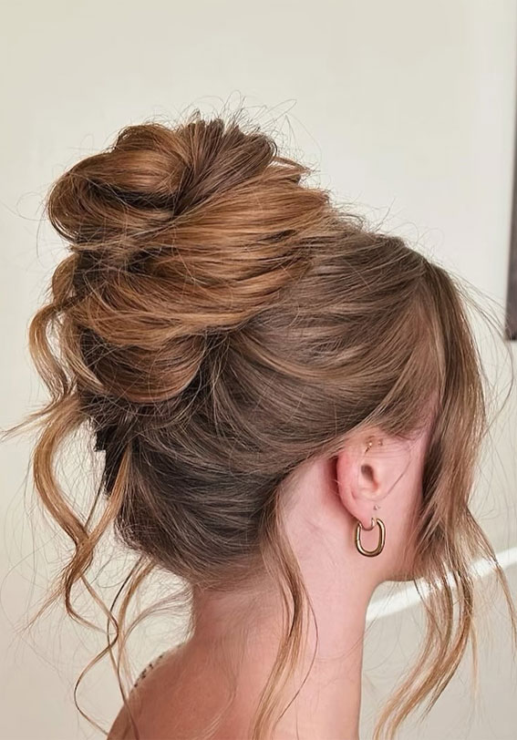Mid-Back Voluminous High Messy Bun Mid-Back Voluminous High Messy Bun — Bun Hairstyles