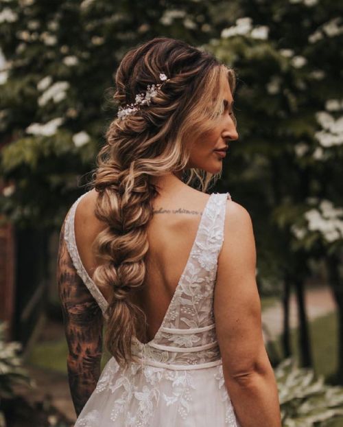 Dark Blonde Braid With Decorative Hairpins Dark Blonde Braid With Decorative Hairpins — Boho Wedding Hair