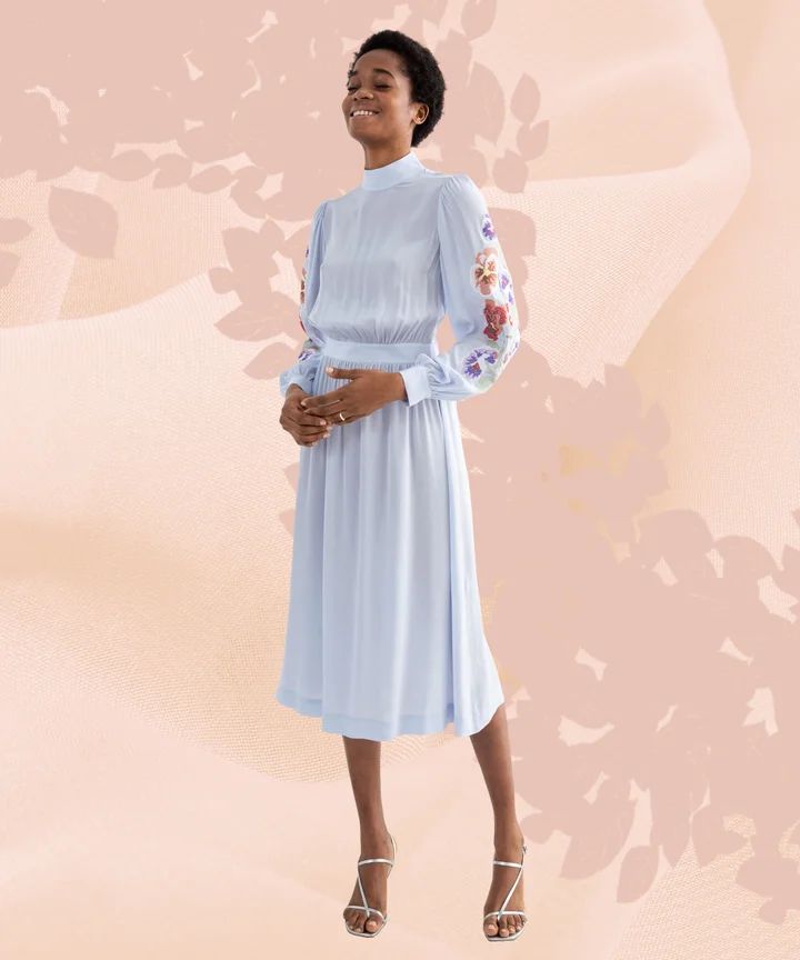 Pink and Orange Tie-Dye Halter Neck Midi Dress — Rehearsal Dinner Dresses