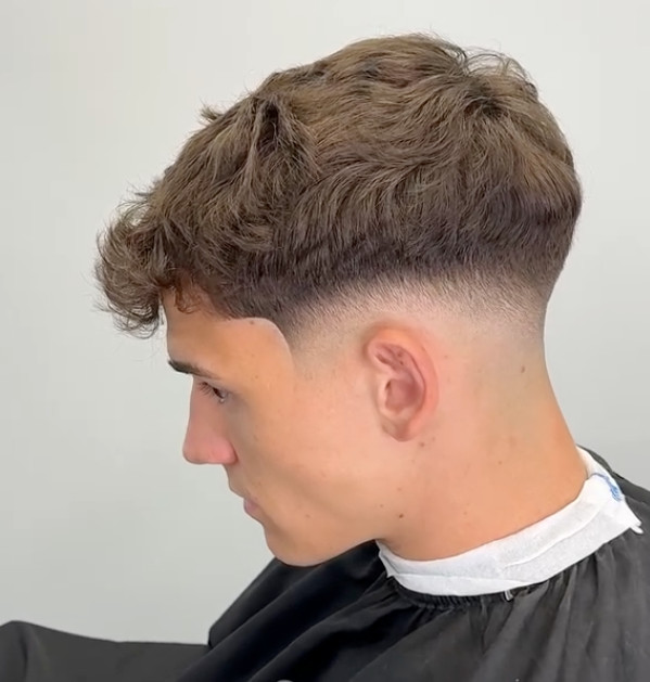 Taper Fade With Textured Wavy Top — Fluffy Hair Men