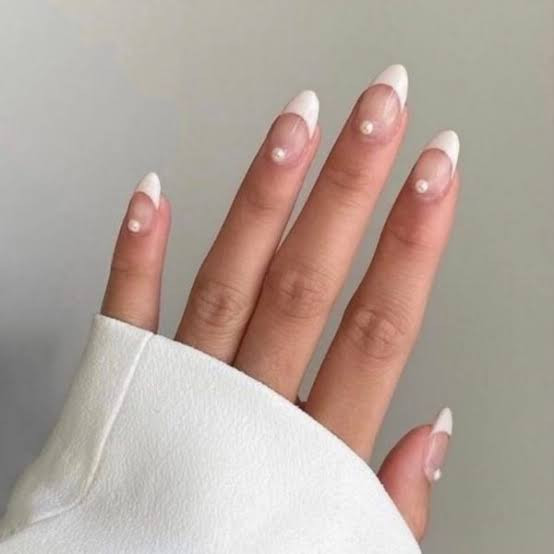 French Manicure with Pearl Accents French Manicure with Pearl Accents — Bridal Shower Nails