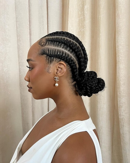 Long Cornrows to Low Bun Long Cornrows to Low Bun — 4B Hairstyles