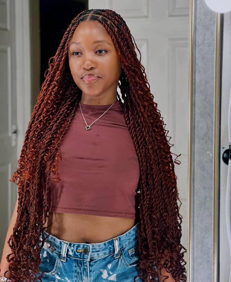 Copper Braids With Curly Ends Copper Braids With Curly Ends — Copper Hair on Black Women