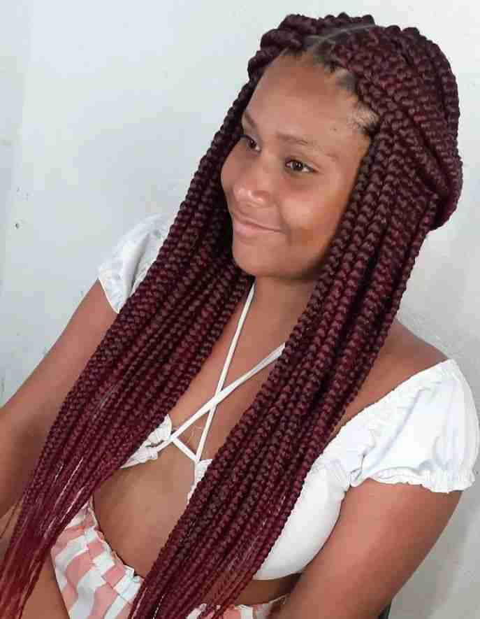 Mid-Back Rich Burgundy Straight Box Braids — Burgundy Braids