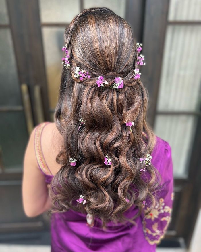 Floral Braided Crown Ponytail — Engagement Photo Hairstyles