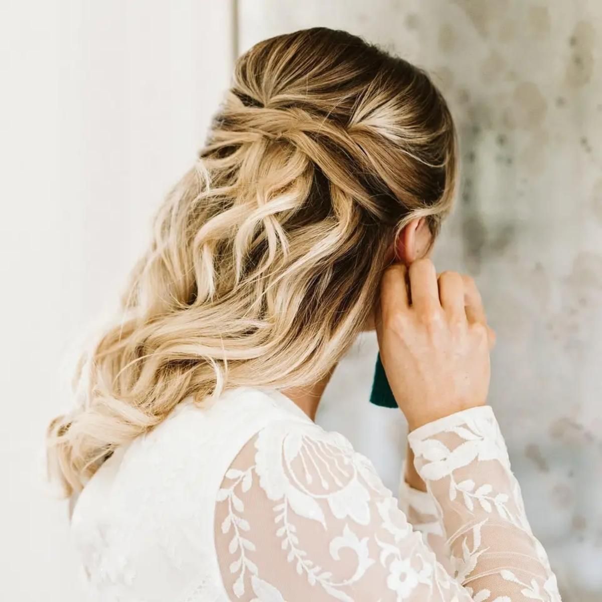Light Ash Blonde Voluminous Twist — Half Up Half Down Wavy Hair