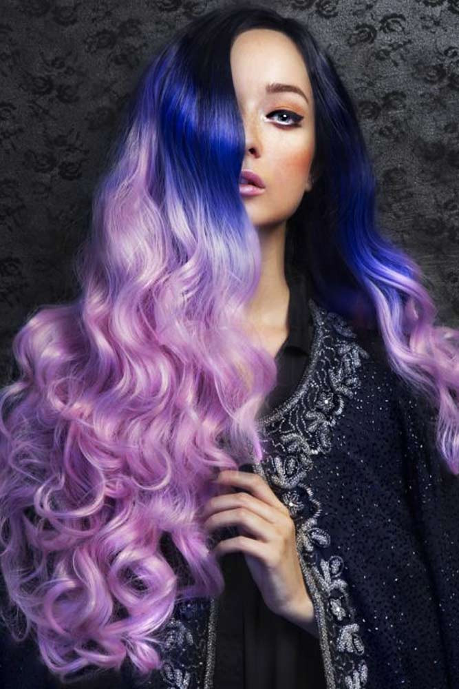 Dark Base with Blue and Purple Ombré — Dark Purple Hair