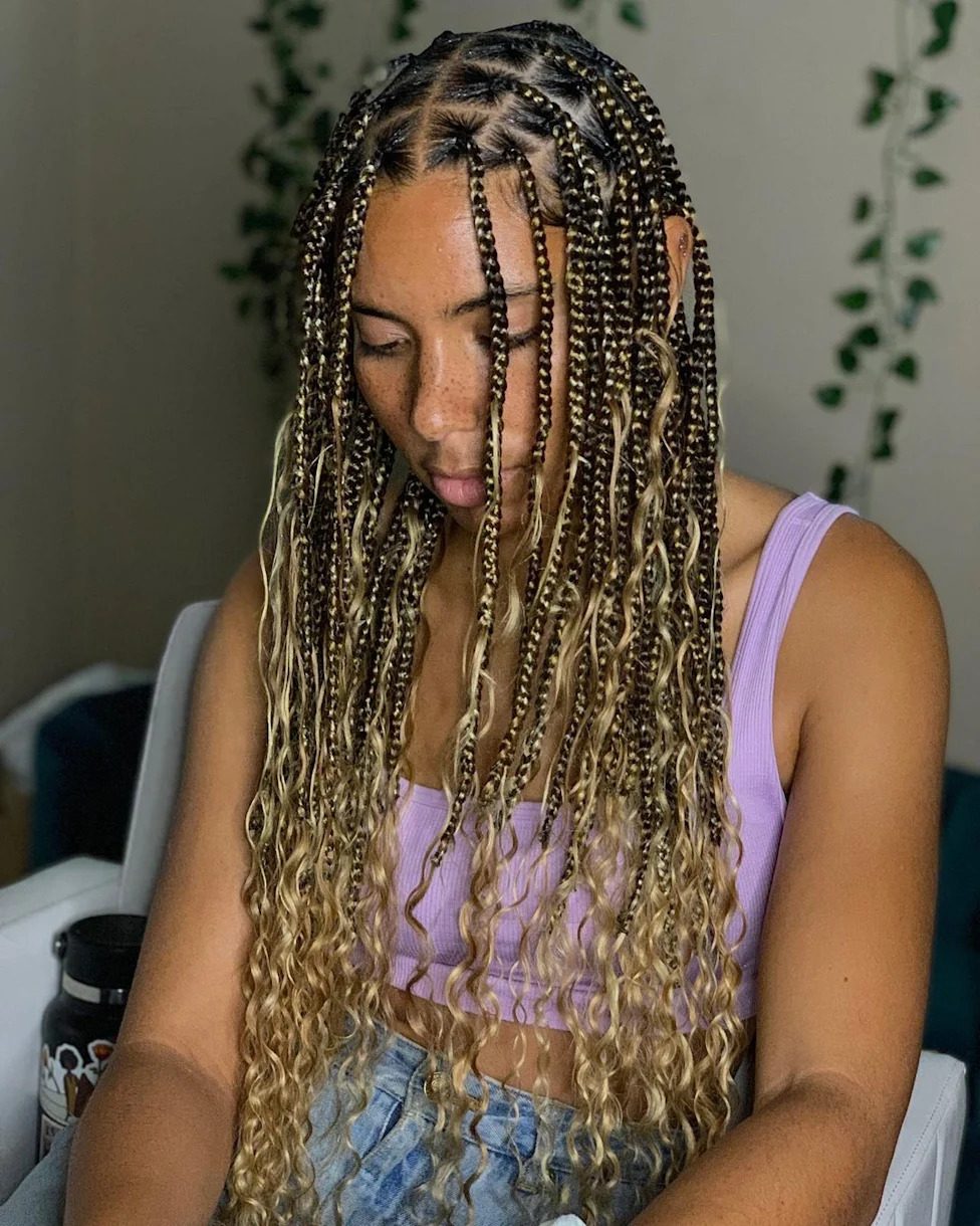 Knotless Braids with Wavy Ends — Goddess Braids