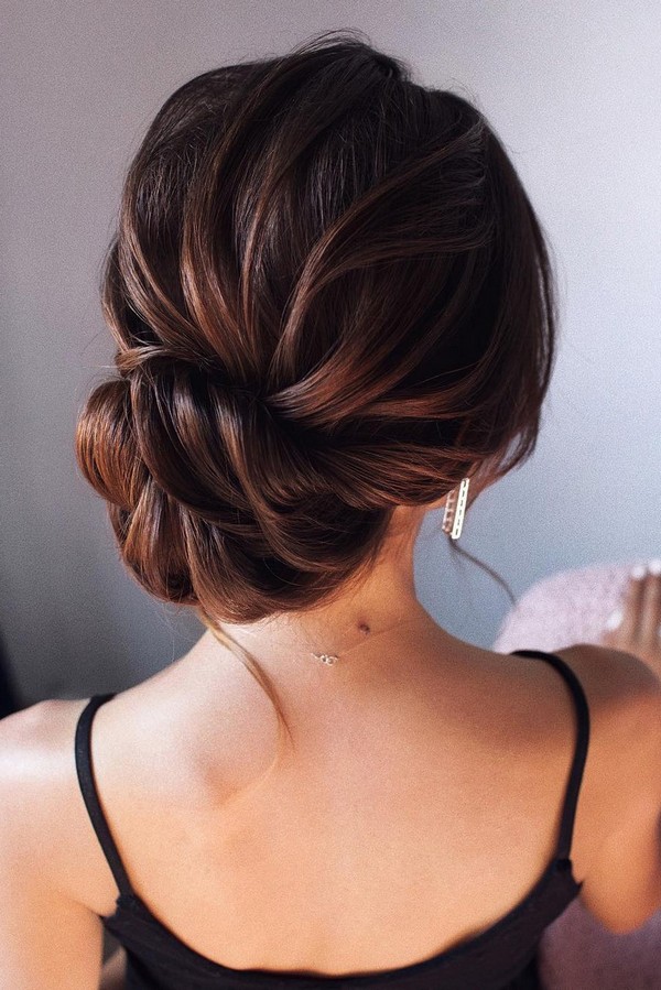 Artfully Twisted Dark Brown Low Bun