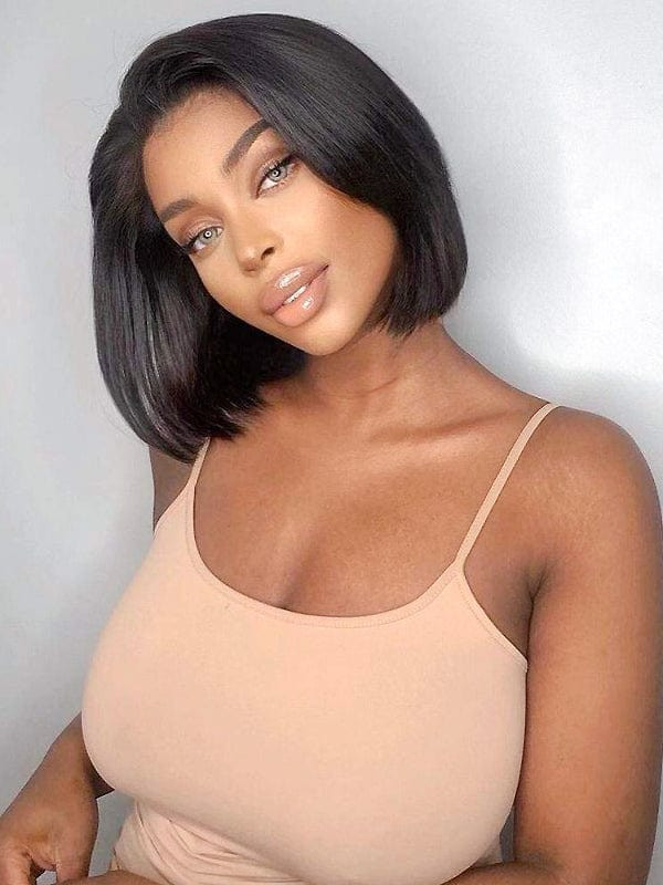 Sleek Solid Black Chin Bob Sleek Solid Black Chin Bob — Frontal Wig Styles