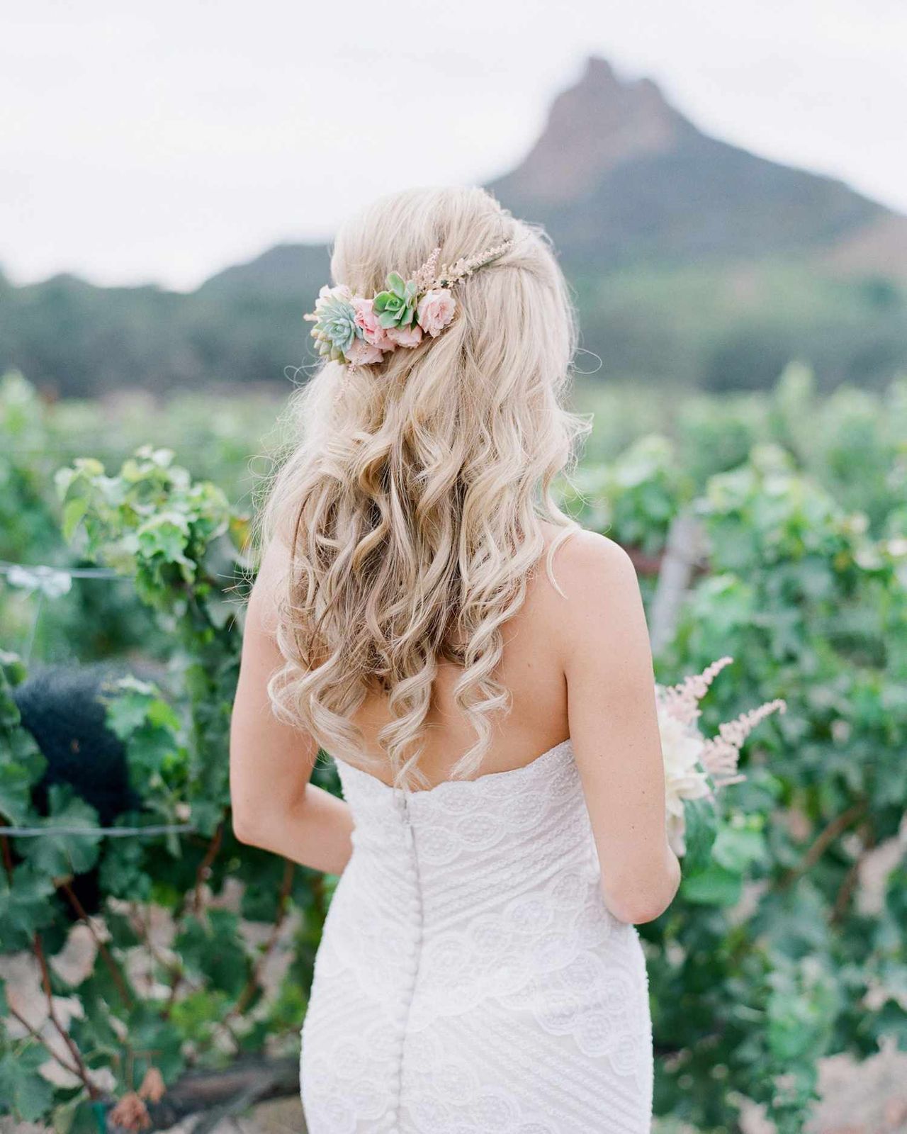 Middle Part Twisted Crown Wedding Style Middle Part Twisted Crown Wedding Style — Half Up Half Down Wedding Hair
