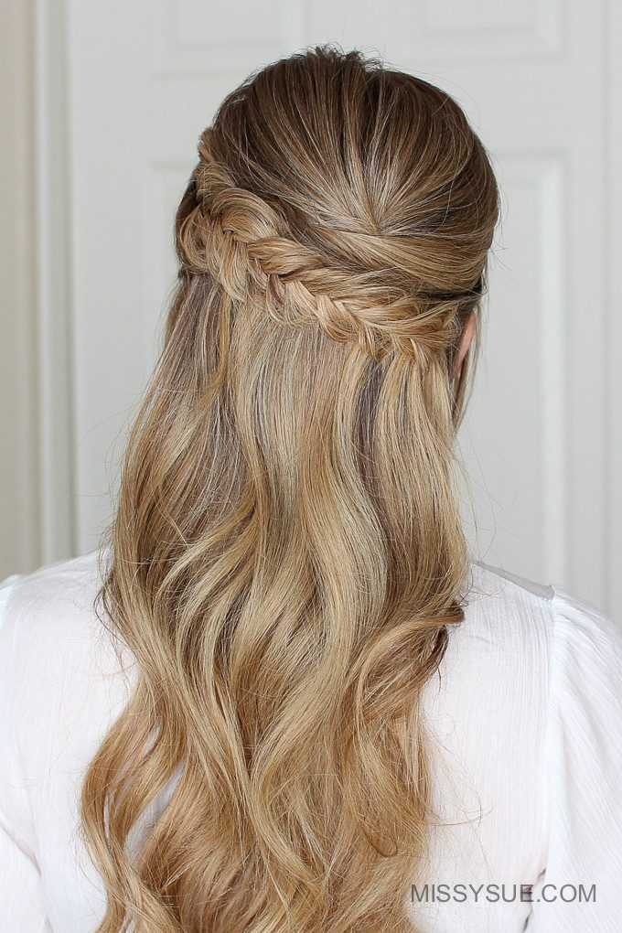 Half Updo with Crown Braids — Prom Updos