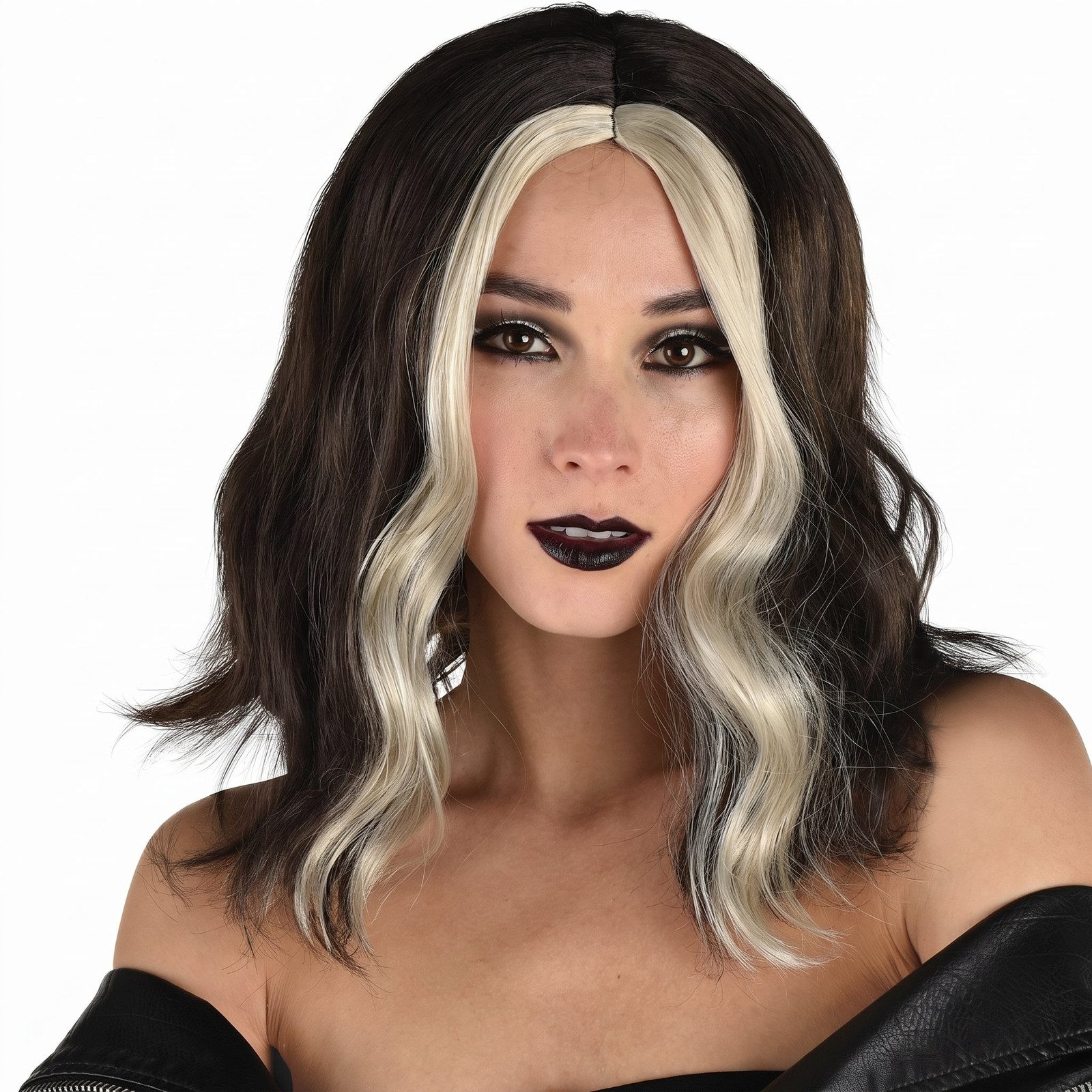 Collarbone Waves With Side Part Collarbone Waves With Side Part — Skunk Stripe Hair