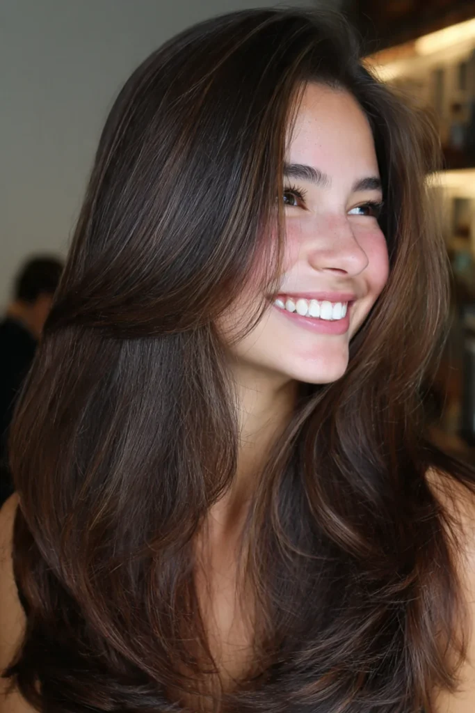 Mid-Back Dark Brown Soft Waves — Blowout Hairstyles