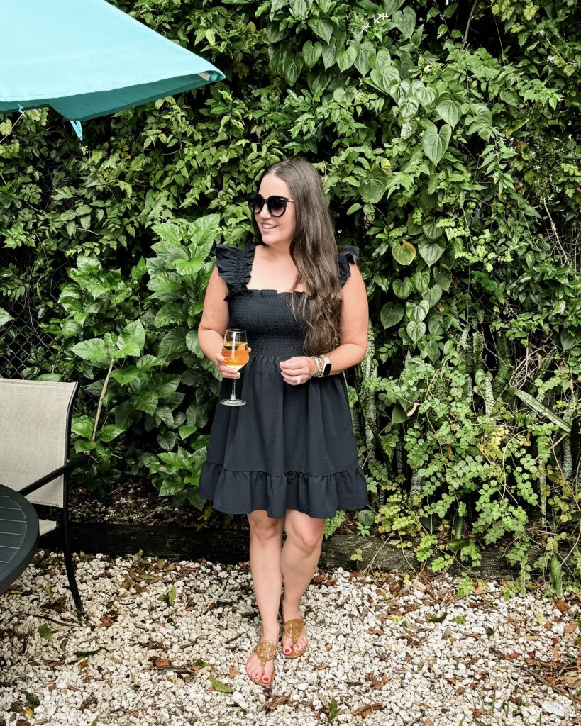 Black Smocked Mini Dress with Ruffled Sleeves Black Smocked Mini Dress with Ruffled Sleeves — Florida Outfits