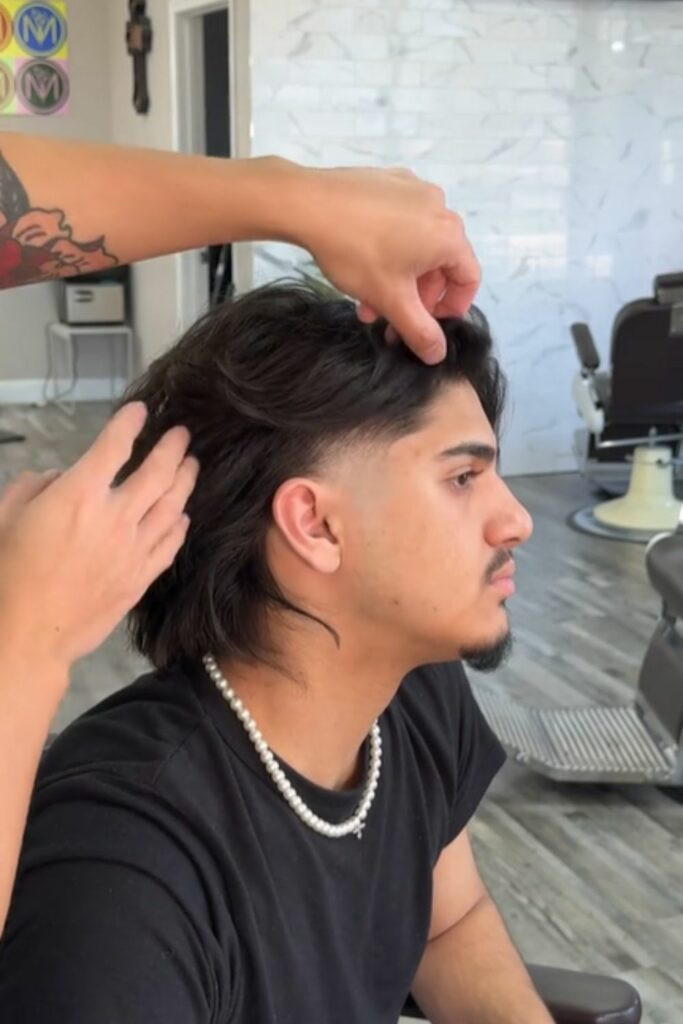 Collarbone Length Dark Brown Shag Collarbone Length Dark Brown Shag — Wolf Cut Men