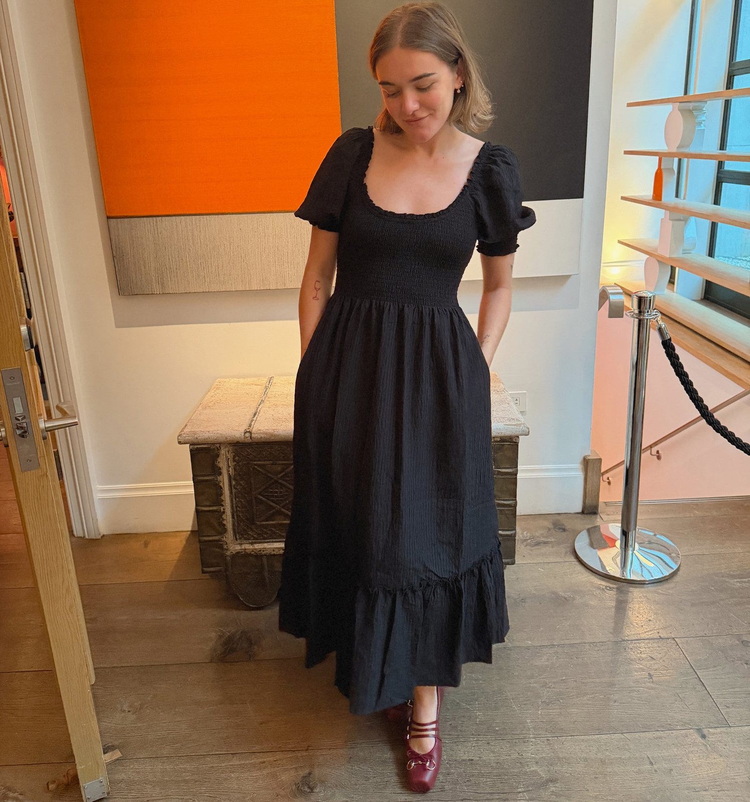 Black Seersucker Nap Dress with Mary Janes Black Seersucker Nap Dress with Mary Janes — Nap Dresses