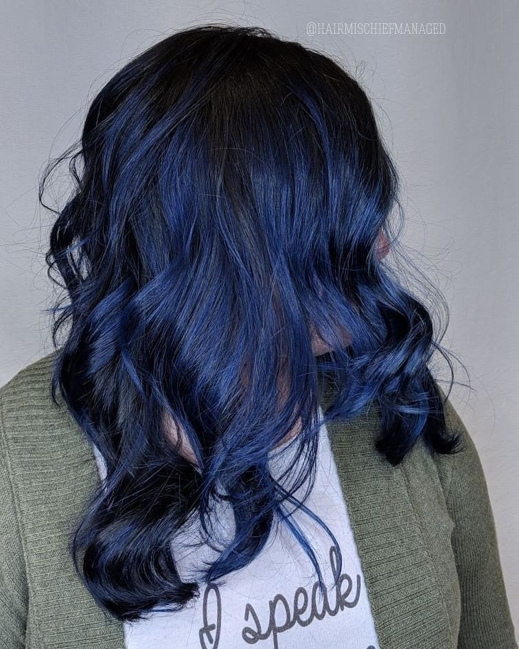 Contrast Navy Blue Highlights Contrast Navy Blue Highlights — Navy Blue Hair