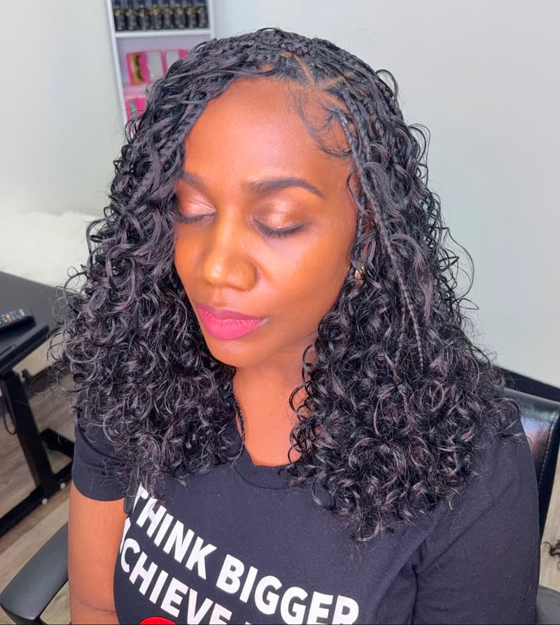 Shoulder-Length Knotless Braids with Curls — Goddess Braids