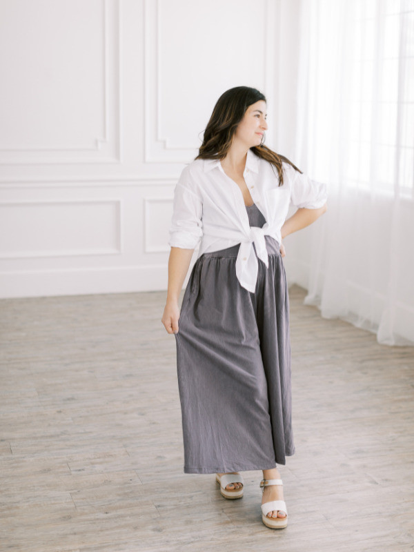 Oversized Shirt Over Camisole and Wide-Leg Pants — Outfits for Inverted Triangle