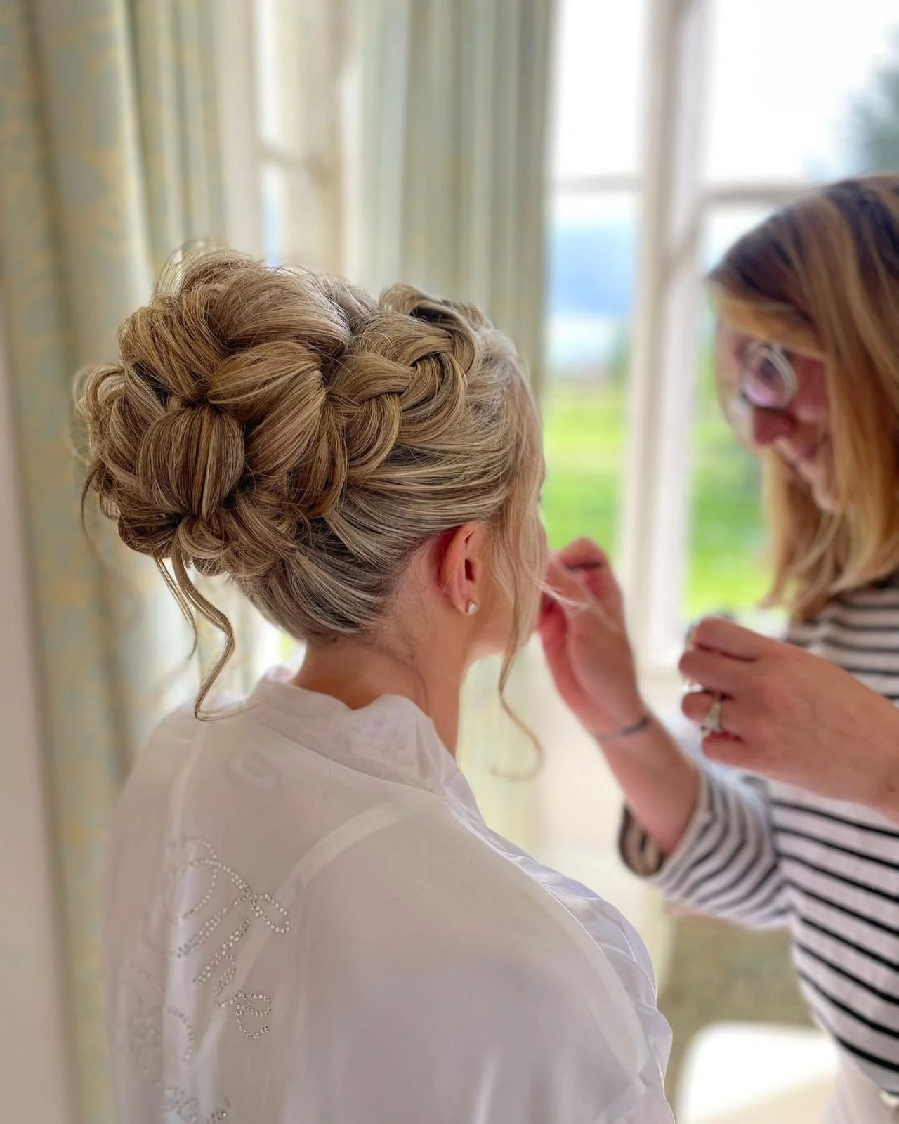 Voluminous Ash Blonde Braided Updo Voluminous Ash Blonde Braided Updo — Boho Wedding Hair