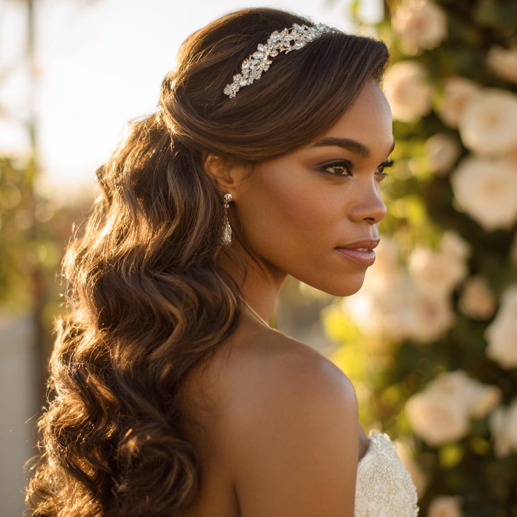 25 Wedding Hairstyles That Look Perfect With a Tiara, a Veil, or Both | Woman Getting Married