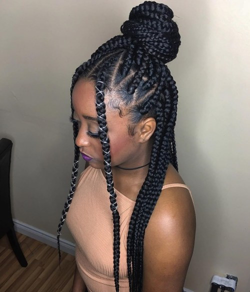 Mid-Back Long Box Braids With Triangle Parts Mid-Back Long Box Braids With Triangle Parts — Triangle Part Braids