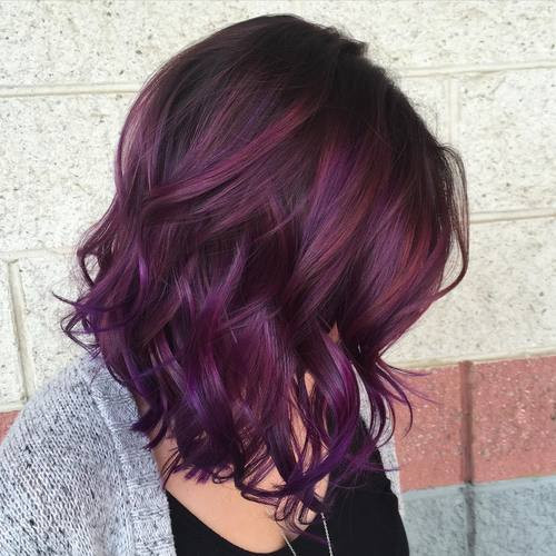 Chin Visual Idea Chin Visual Idea — Purple Highlights on Black Hair