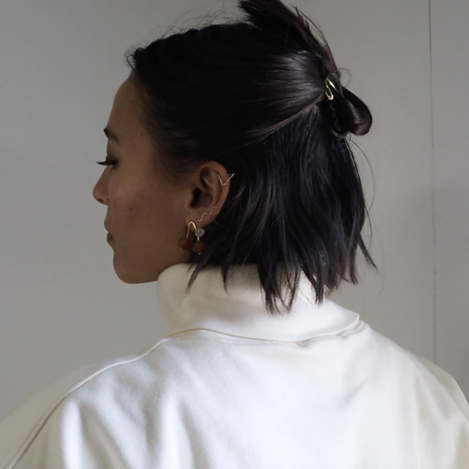Sleek Dark Brown Bob Half Up Bun Sleek Dark Brown Bob Half Up Bun