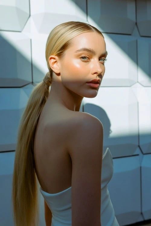 Ash Blonde Fine Hair Sleek Ponytail — Sleek Low Ponytail
