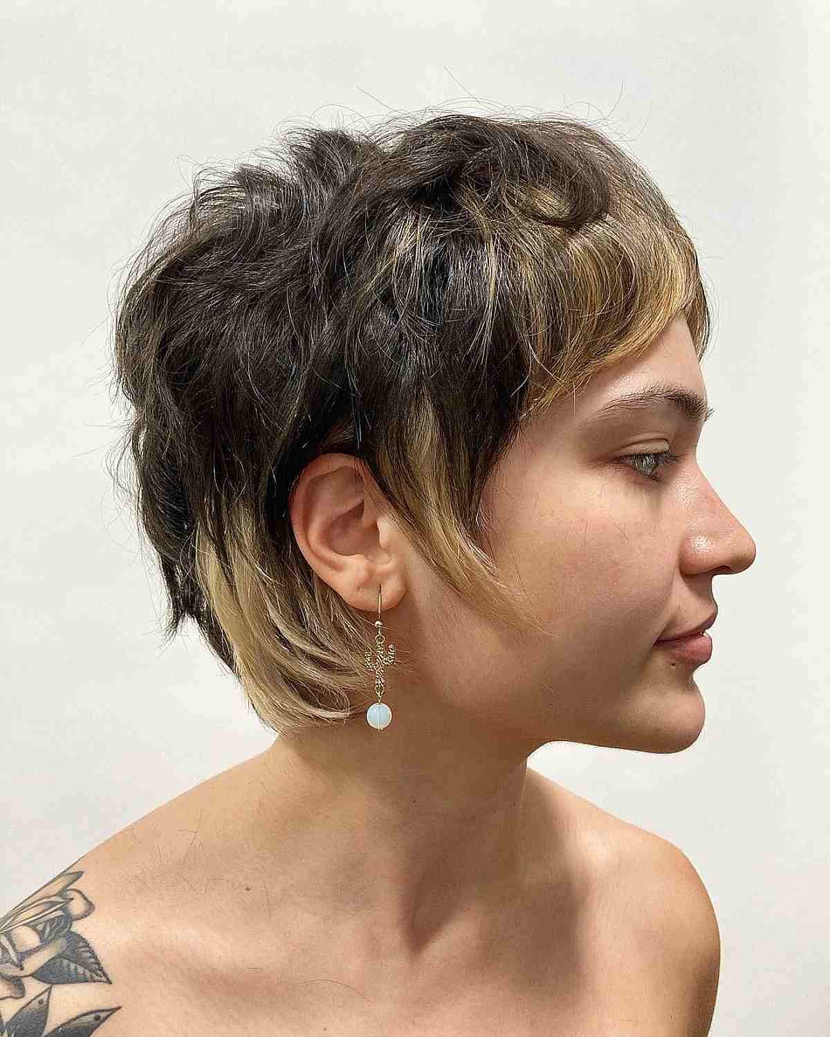 Dark Brown Shag With Air-Dried Waves — Short Shag